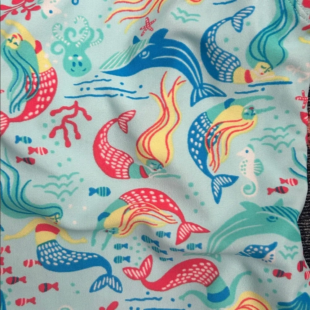 Gap Aqua Mermaid Ruffle One-Piece Swimsuit, Size 3T